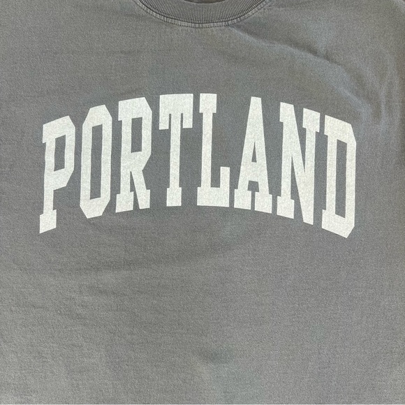 John Galt Portland Graphic Gray Long Sleeve Cotton Tee One Size Small/Medium - Picture 2 of 6